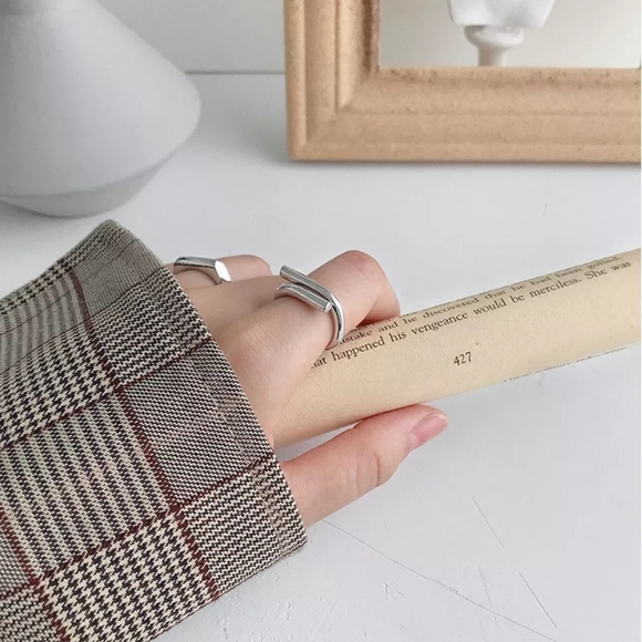 925 STERLING SILVER Geometric Hexagonal Ring - Picture 3 of 5